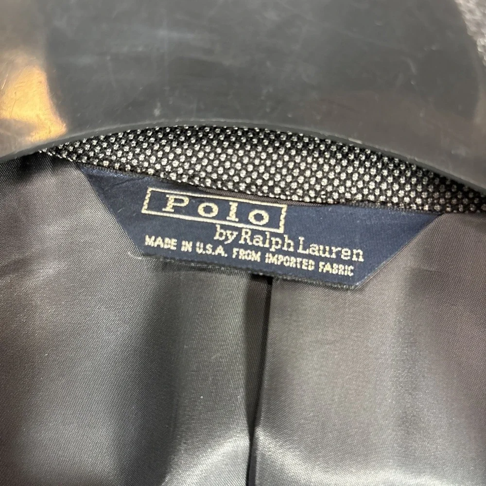 Vtg Polo Ralph Lauren Blazer 42R Gray Dimple‎ Dot 2 Button Lined Vented USA